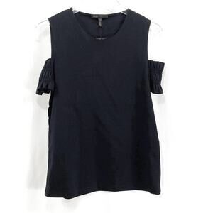 MAJE Trina Black Cold Open Shoulder V-Neck Blouse